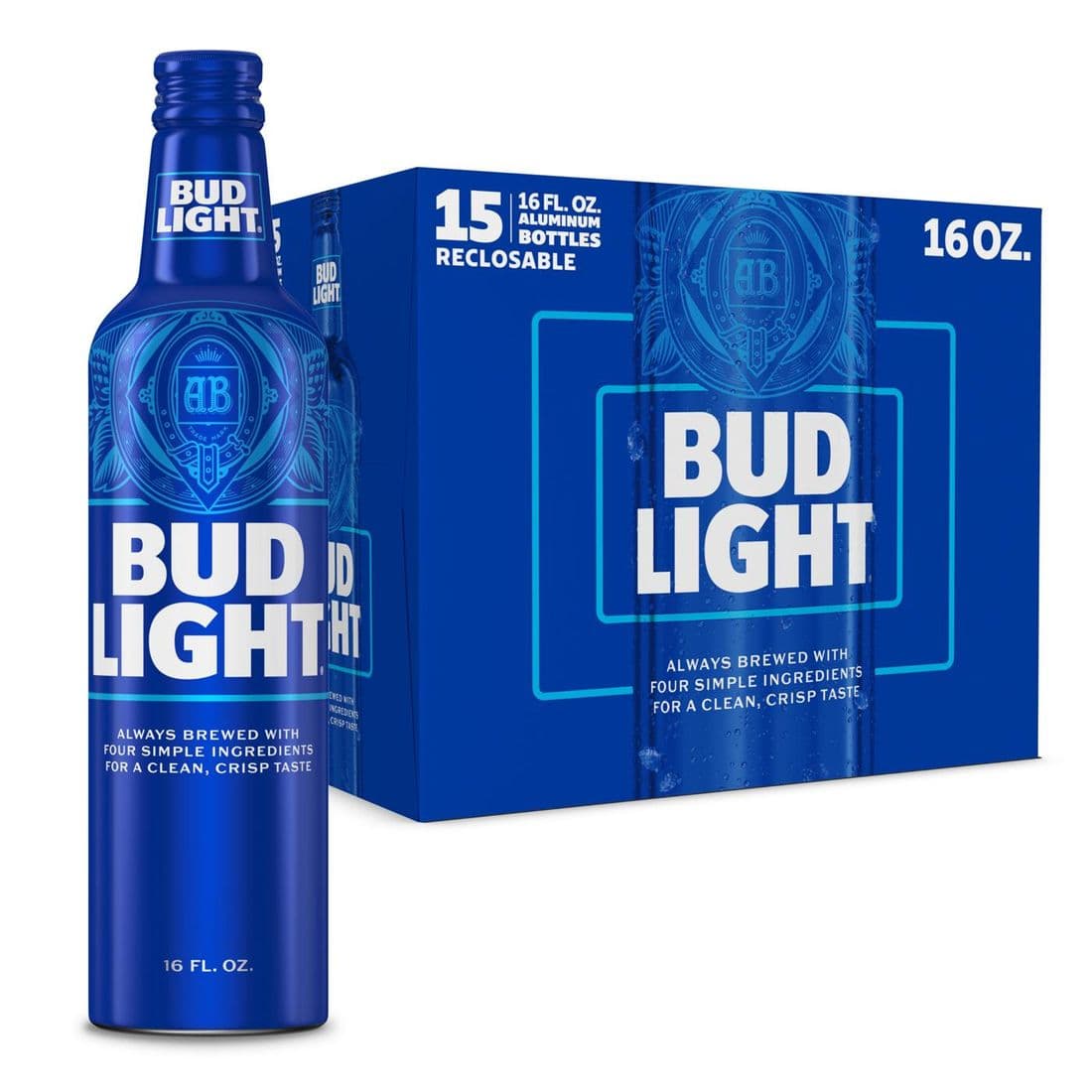 15PK BUD LIGHT ALMUNIUM BOTTLES