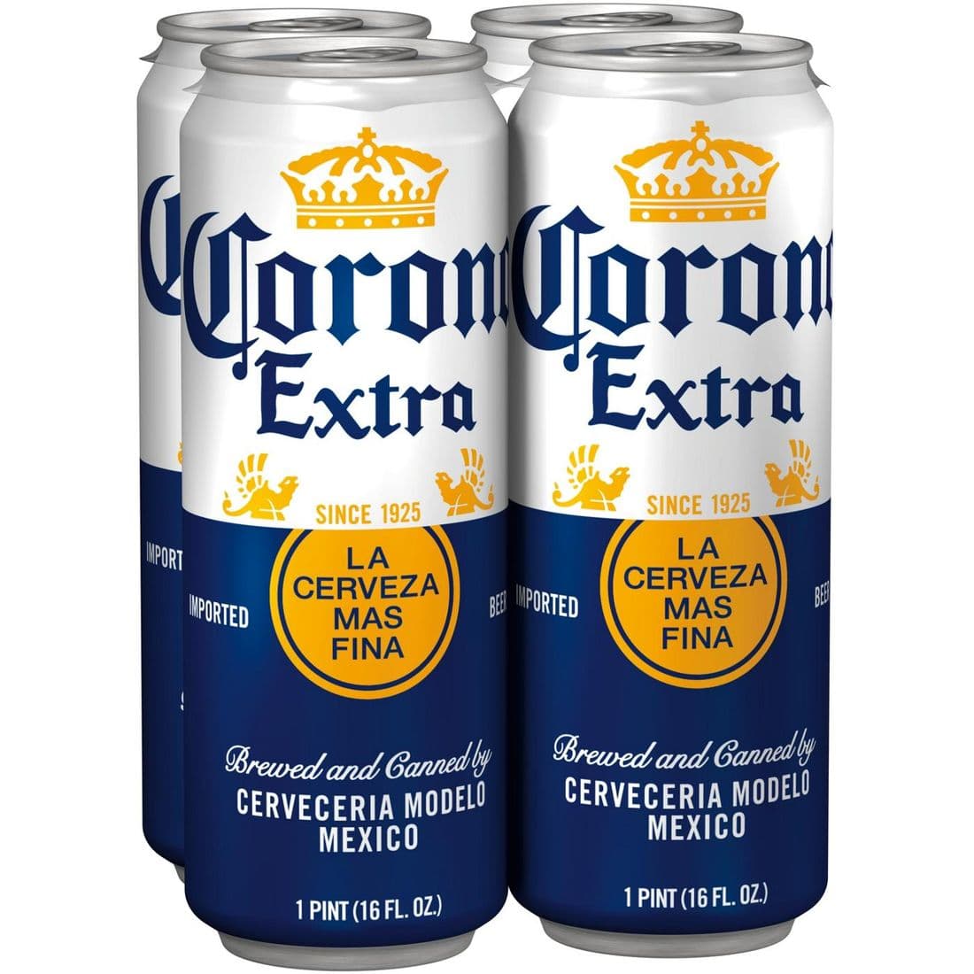 4PK Corona Extra Beer 16 fl oz Cans
