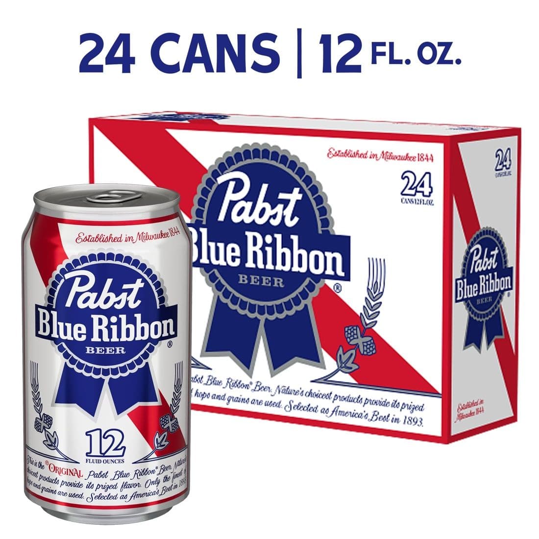 Pabst Blue Ribbon Beer 24PK, 12 fl oz Cans