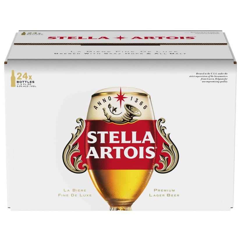 Stella Artois Premium Lager Beer, 24 Pack, 7.5 Fl Oz Bottles
