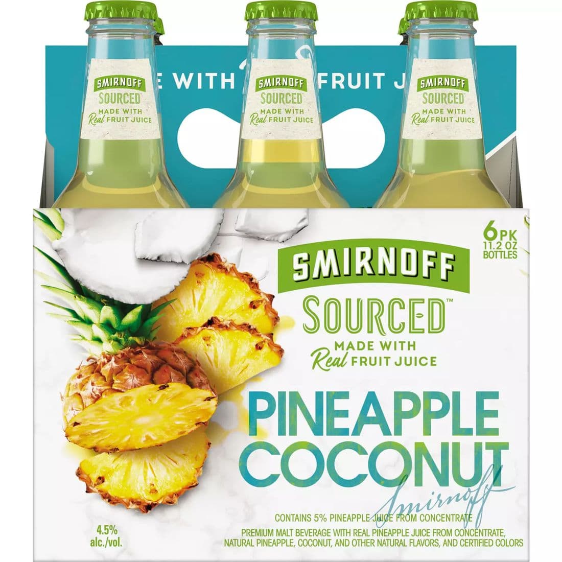 Smirnoff Sourced Pineapple Coconut 6PK, 12 fl oz Bottles