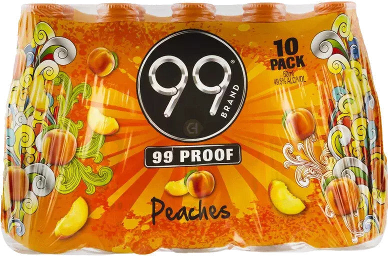 99 Peach Liqueur 10 Pack, 50ml Plastic Bottle