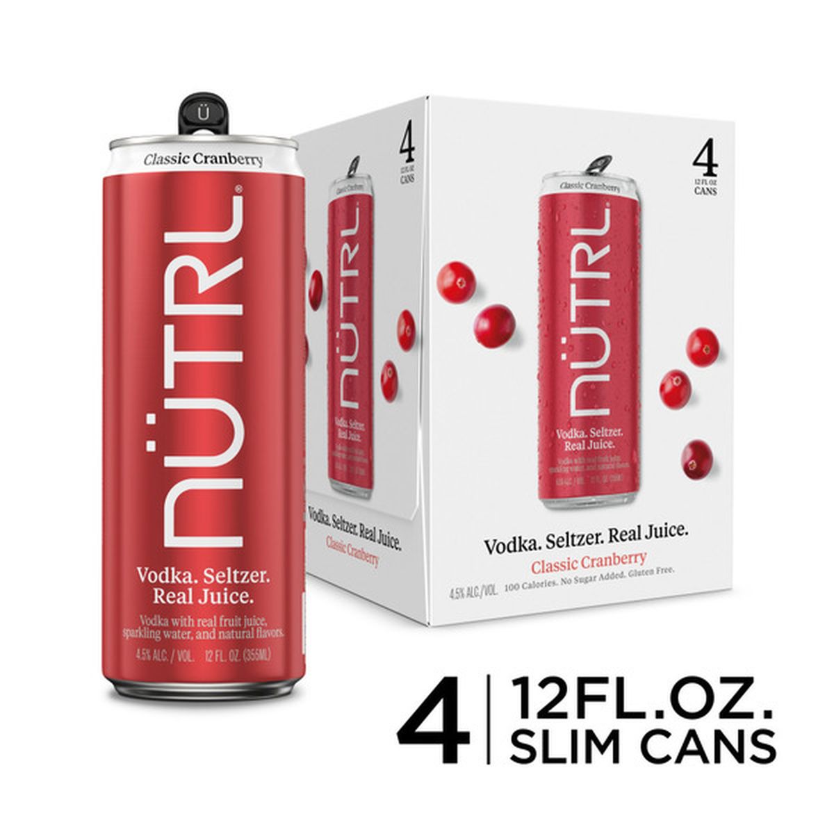 NUTRL CLASSIC CRANBERRY 4PK 12 fl oz Can